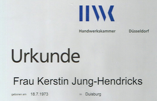 HWK-Urkunde Frau Kerstin Jung-Hendricks