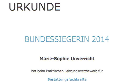 Urkunde Bundessiegerin